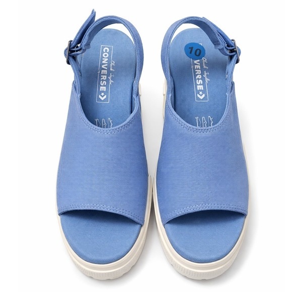 Converse Chuck Taylor All Star De Luxe Heel Sandal Blue Canvas A13810F Womens 10 - Picture 2 of 6